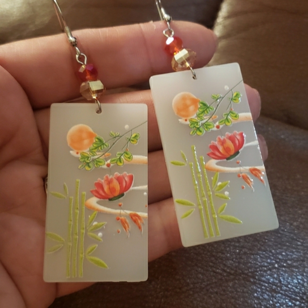 Bamboo Flower  Earrings